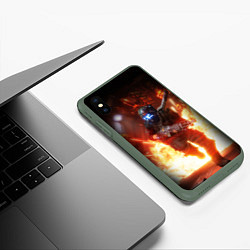 Чехол iPhone XS Max матовый Titanfall fighter runs, цвет: 3D-темно-зеленый — фото 2