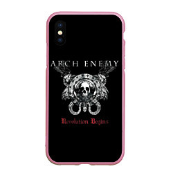 Чехол iPhone XS Max матовый Arch Enemy: Revolution Begins, цвет: 3D-розовый