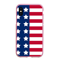 Чехол iPhone XS Max матовый USA Flag, цвет: 3D-розовый