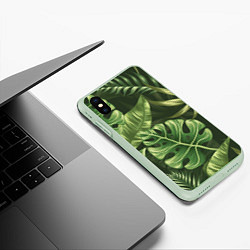 Чехол iPhone XS Max матовый Доисторический лес, цвет: 3D-салатовый — фото 2