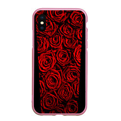 Чехол iPhone XS Max матовый Унисекс / Красные розы, цвет: 3D-розовый