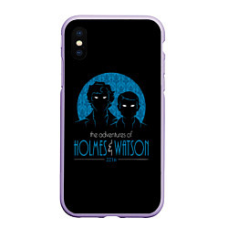 Чехол iPhone XS Max матовый Холмс и Ватсон 221B, цвет: 3D-светло-сиреневый
