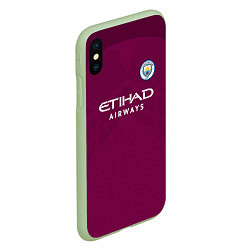 Чехол iPhone XS Max матовый Man City FC: Away 17/18, цвет: 3D-салатовый — фото 2