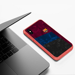 Чехол iPhone XS Max матовый FC Barcelona: Dark polygons, цвет: 3D-красный — фото 2