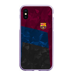 Чехол iPhone XS Max матовый FC Barcelona: Dark polygons, цвет: 3D-светло-сиреневый