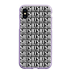 Чехол iPhone XS Max матовый BTS K-pop pattern, цвет: 3D-светло-сиреневый