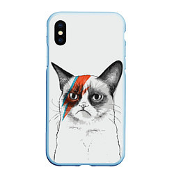 Чехол iPhone XS Max матовый David Bowie: Grumpy cat, цвет: 3D-голубой