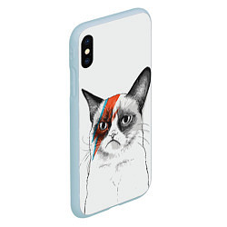 Чехол iPhone XS Max матовый David Bowie: Grumpy cat, цвет: 3D-голубой — фото 2