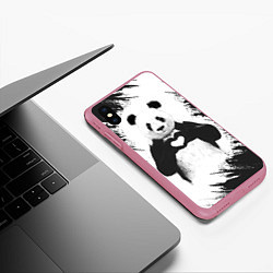 Чехол iPhone XS Max матовый Panda Love, цвет: 3D-малиновый — фото 2