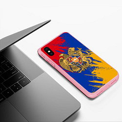 Чехол iPhone XS Max матовый Герб и флаг Армении, цвет: 3D-баблгам — фото 2