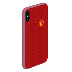 Чехол iPhone XS Max матовый Manchester United: Red Lines, цвет: 3D-малиновый — фото 2