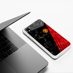 Чехол iPhone XS Max матовый FC Manchester United: Abstract, цвет: 3D-белый — фото 2