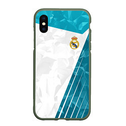Чехол iPhone XS Max матовый FC Real Madrid: Abstract, цвет: 3D-темно-зеленый