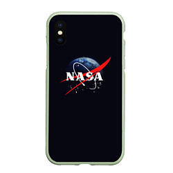 Чехол iPhone XS Max матовый NASA: Black Space, цвет: 3D-салатовый