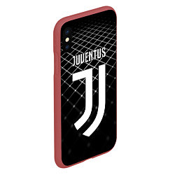 Чехол iPhone XS Max матовый FC Juventus: Black Lines, цвет: 3D-красный — фото 2