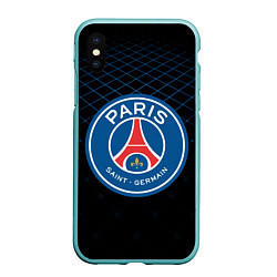 Чехол iPhone XS Max матовый FC PSG: Blue Lines, цвет: 3D-мятный