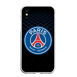 Чехол iPhone XS Max матовый FC PSG: Blue Lines, цвет: 3D-белый