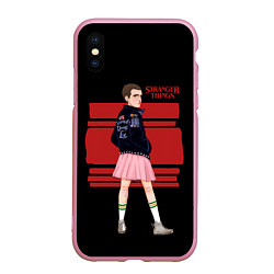 Чехол iPhone XS Max матовый Очень странные дела, цвет: 3D-розовый