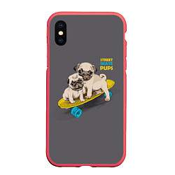 Чехол iPhone XS Max матовый Street Skate Pups, цвет: 3D-красный