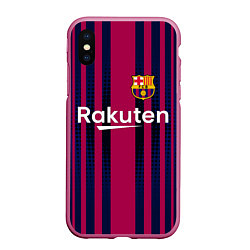 Чехол iPhone XS Max матовый FC Barcelona: Rakuten, цвет: 3D-малиновый
