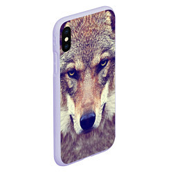 Чехол iPhone XS Max матовый Angry Wolf, цвет: 3D-светло-сиреневый — фото 2