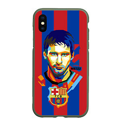 Чехол iPhone XS Max матовый Lionel Messi, цвет: 3D-темно-зеленый