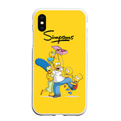 Чехол iPhone XS Max матовый Simpsons Family, цвет: 3D-белый