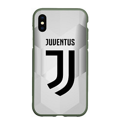 Чехол iPhone XS Max матовый FC Juventus: Silver Original, цвет: 3D-темно-зеленый