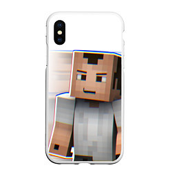 Чехол iPhone XS Max матовый Minecraft: White Creeper, цвет: 3D-белый