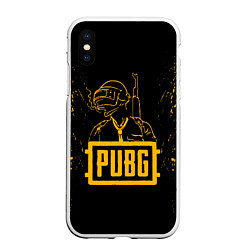 Чехол iPhone XS Max матовый PUBG: Black Soldier, цвет: 3D-белый