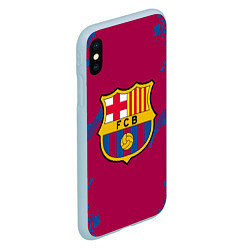 Чехол iPhone XS Max матовый FC Barcelona: Purple & Blue, цвет: 3D-голубой — фото 2