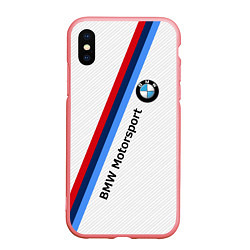 Чехол iPhone XS Max матовый BMW Motorsport: White Carbon, цвет: 3D-баблгам