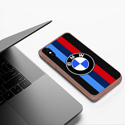 Чехол iPhone XS Max матовый BMW SPORT, цвет: 3D-коричневый — фото 2