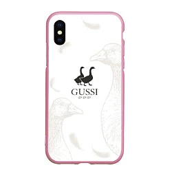 Чехол iPhone XS Max матовый GUSSI Ga-Ga-Ga, цвет: 3D-розовый