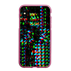 Чехол iPhone XS Max матовый Optical Glitch, цвет: 3D-малиновый