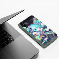 Чехол iPhone XS Max матовый Vocaloid, цвет: 3D-темно-зеленый — фото 2
