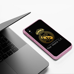 Чехол iPhone XS Max матовый FC Real Madrid: Gold Edition, цвет: 3D-розовый — фото 2