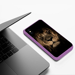 Чехол iPhone XS Max матовый Львиный взгляд, цвет: 3D-фиолетовый — фото 2