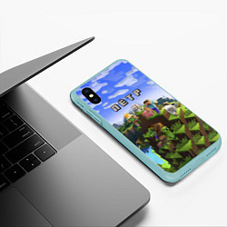 Чехол iPhone XS Max матовый Майнкрафт: Пётр, цвет: 3D-мятный — фото 2