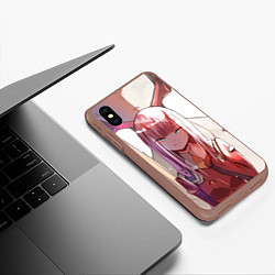 Чехол iPhone XS Max матовый Darling in the FranXX, цвет: 3D-коричневый — фото 2