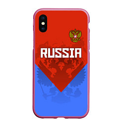 Чехол iPhone XS Max матовый Russia Red & Blue, цвет: 3D-малиновый
