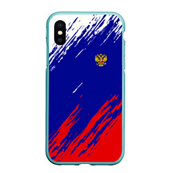 Чехол iPhone XS Max матовый RUSSIA SPORT, цвет: 3D-мятный