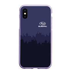 Чехол iPhone XS Max матовый Subaru: Night City, цвет: 3D-светло-сиреневый