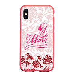 Чехол iPhone XS Max матовый Womens Day!, цвет: 3D-красный