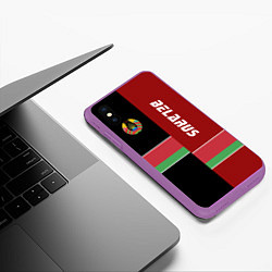 Чехол iPhone XS Max матовый Belarus Style, цвет: 3D-фиолетовый — фото 2