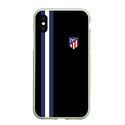 Чехол iPhone XS Max матовый FC Atletico Madrid: Blue Line, цвет: 3D-салатовый
