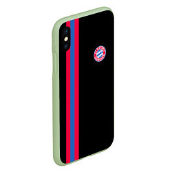 Чехол iPhone XS Max матовый FC Bayern Munchen: Pink Line, цвет: 3D-салатовый — фото 2
