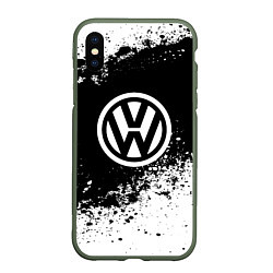 Чехол iPhone XS Max матовый Volkswagen: Black Spray, цвет: 3D-темно-зеленый