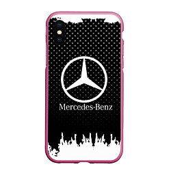 Чехол iPhone XS Max матовый Mercedes-Benz: Black Side, цвет: 3D-малиновый