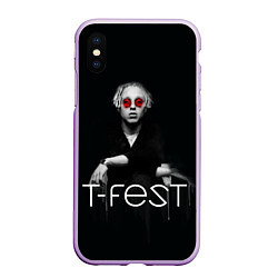 Чехол iPhone XS Max матовый T-Fest: Black Style, цвет: 3D-сиреневый
